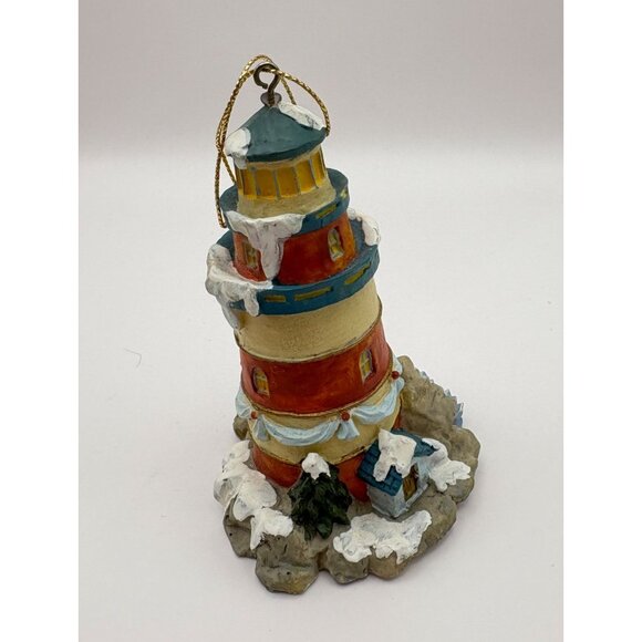 Vintage Lighthouse Christmas Tree Ornament Snowy Beach Light Up Feature - Picture 6 of 8